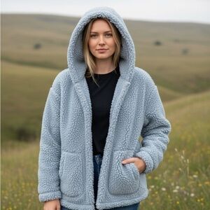 Aeropostale Light Blue Teddy Jacket small